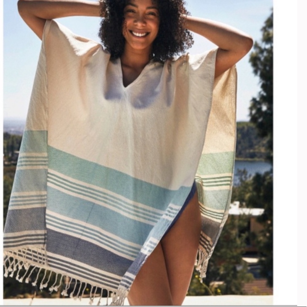 Tribe alive fringed cotton beach swim coverup size One Size